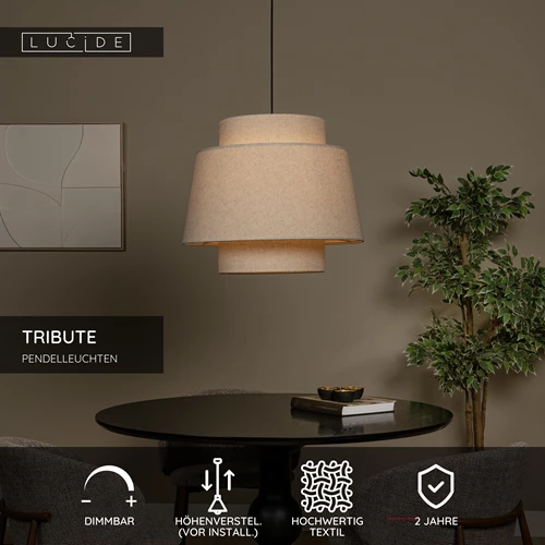 Lucide TRIBUTE - Pendelleuchten - Ø 60 cm - 1xE27 - Beige - USP